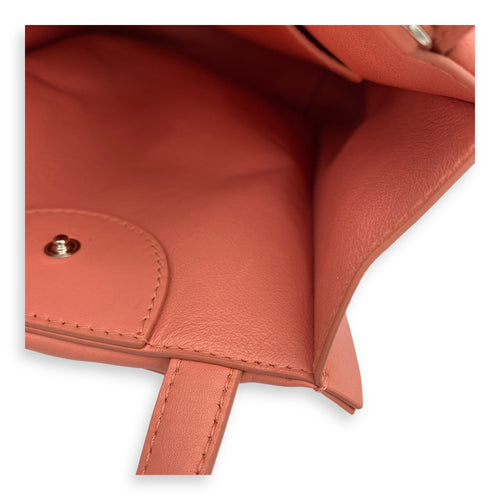 Viva Bow Top Handle Bag Mini Coral in Calfskin, Lacquered Metal hardware