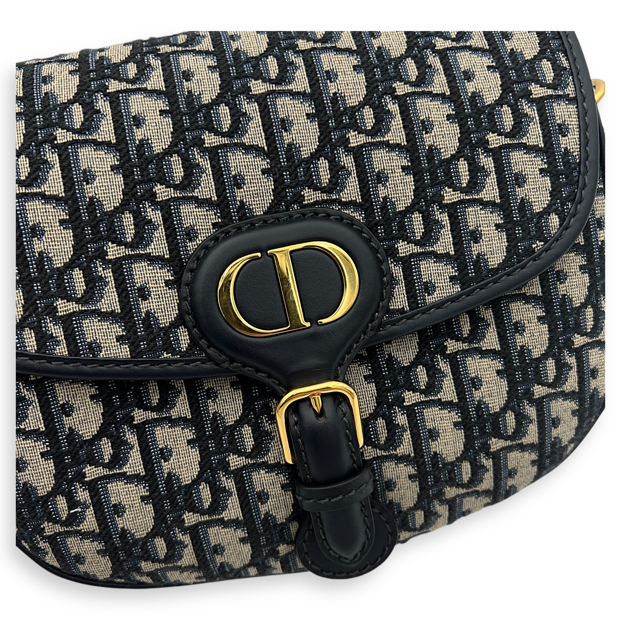 Bobby Crossbody Bag Blue in Jacquard, Gold hardware