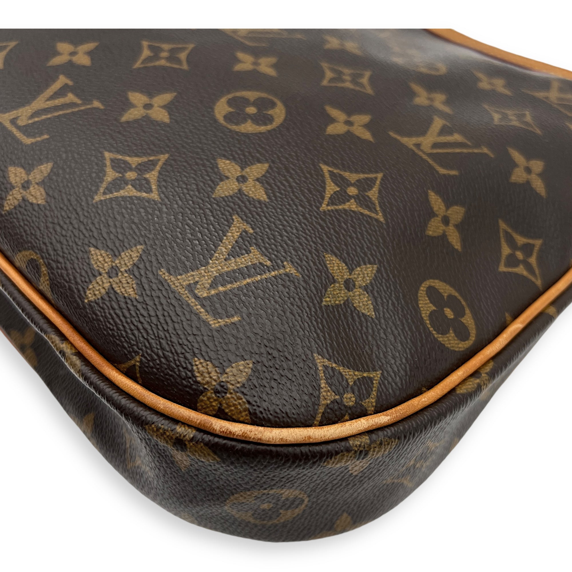 Odeon Crossbody Bag Brown in Monogram Coated Canvas, Gold hardware