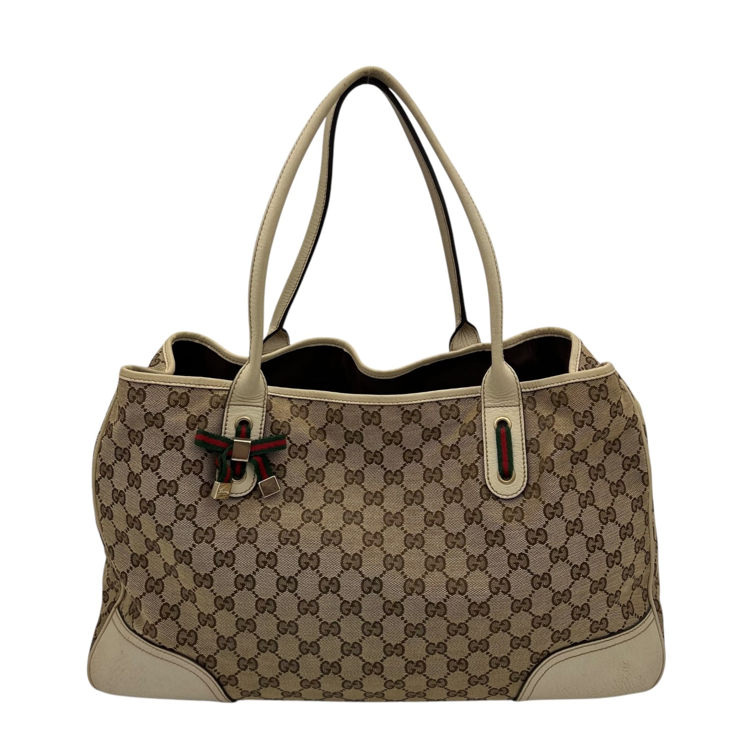 Gucci GG Shoulder Bag White in Canvas, Gold hardware_1