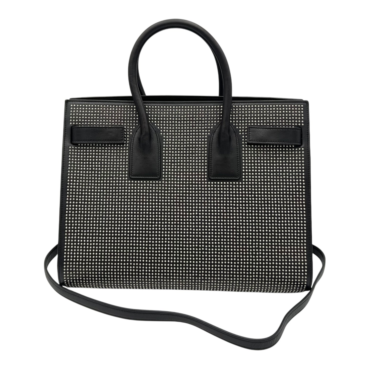Saint Laurent Sac de Jour Top Handle Bag Black in Calfskin, Silver hardware_8