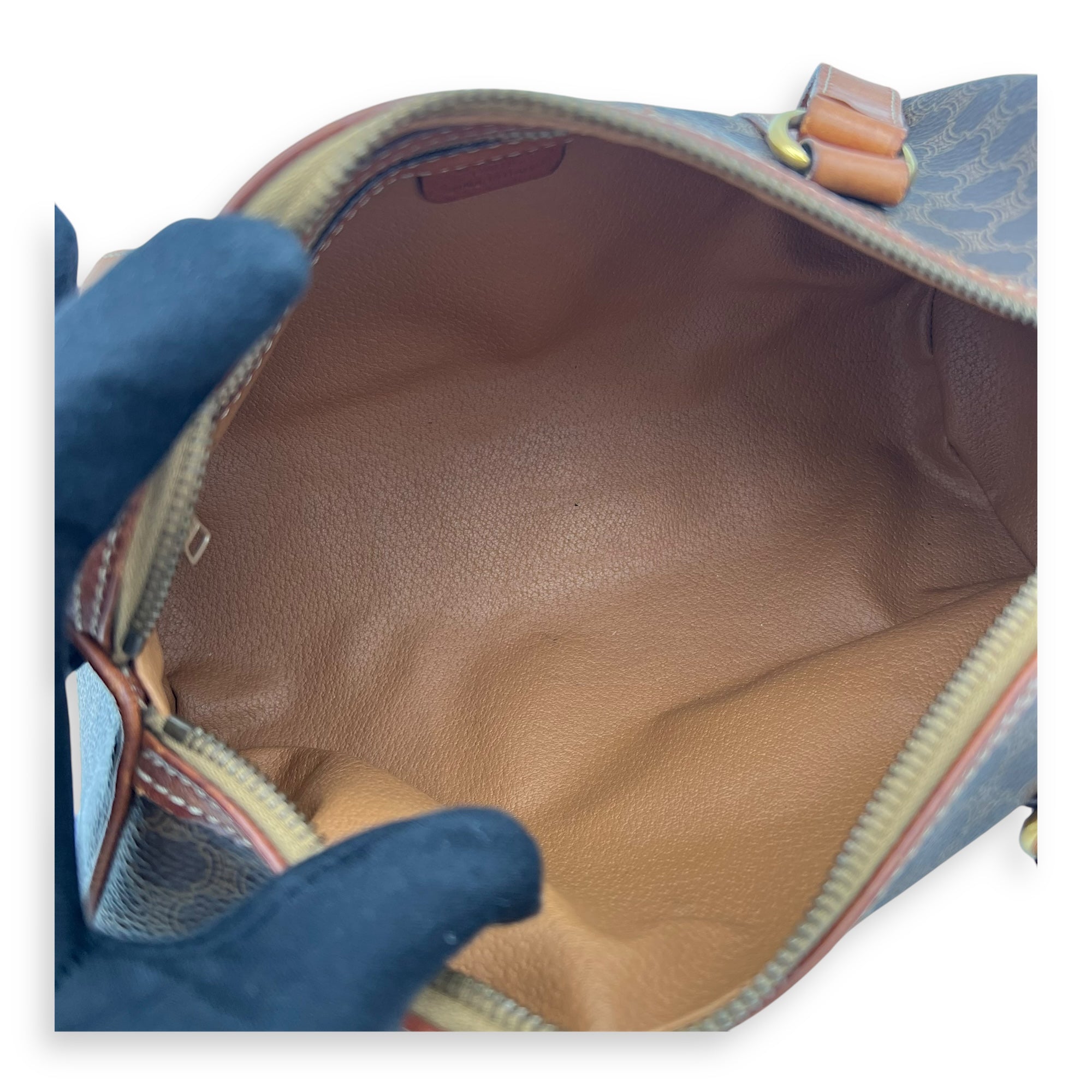 Celine Macadam Shoulder Bag Brown in Coated Canvas, Gold hardware_5