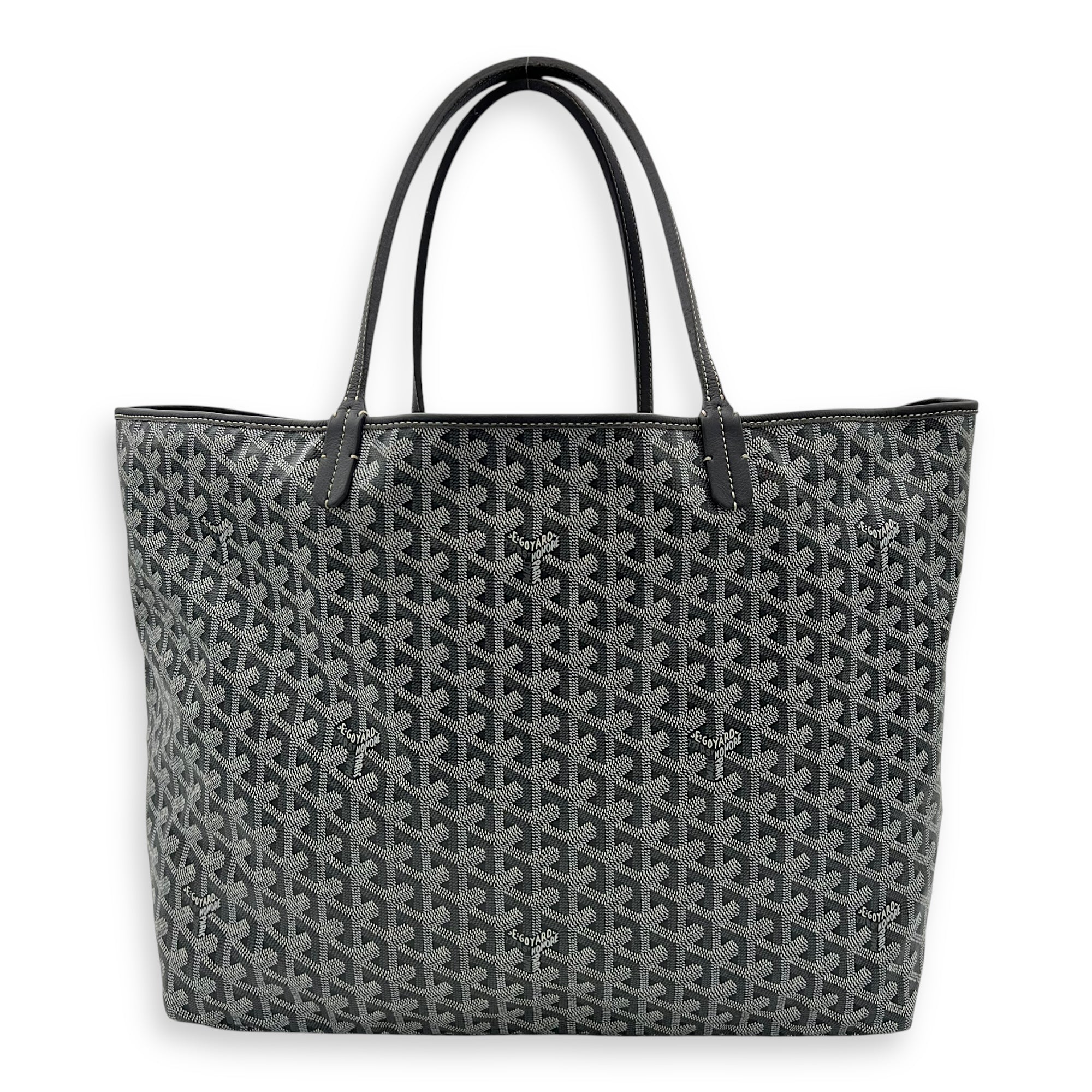 Goyard Saint Louis GM Grey Tote Bag in Coated Canvas, Silver hardware_1