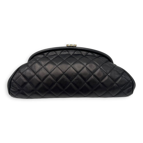 Chanel Kisslock Clutch Black in Lambskin, Gold hardware_2