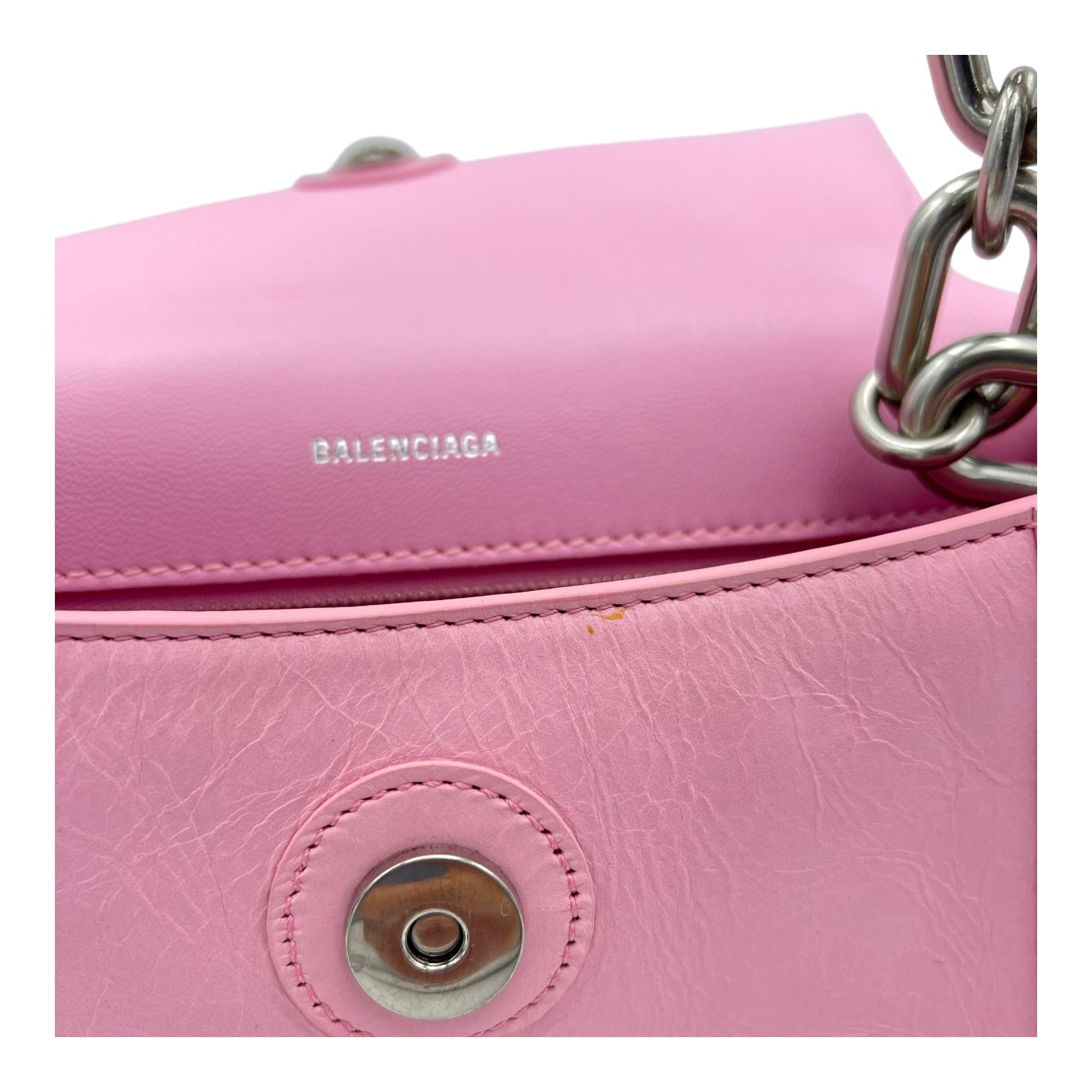 Balenciaga Downtown Shoulder Bag Pink in Calfskin, Silver hardware_10