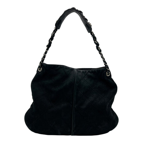 Chanel CC Shoulder Bag Grey in Calfskin, Silver hardware_2
