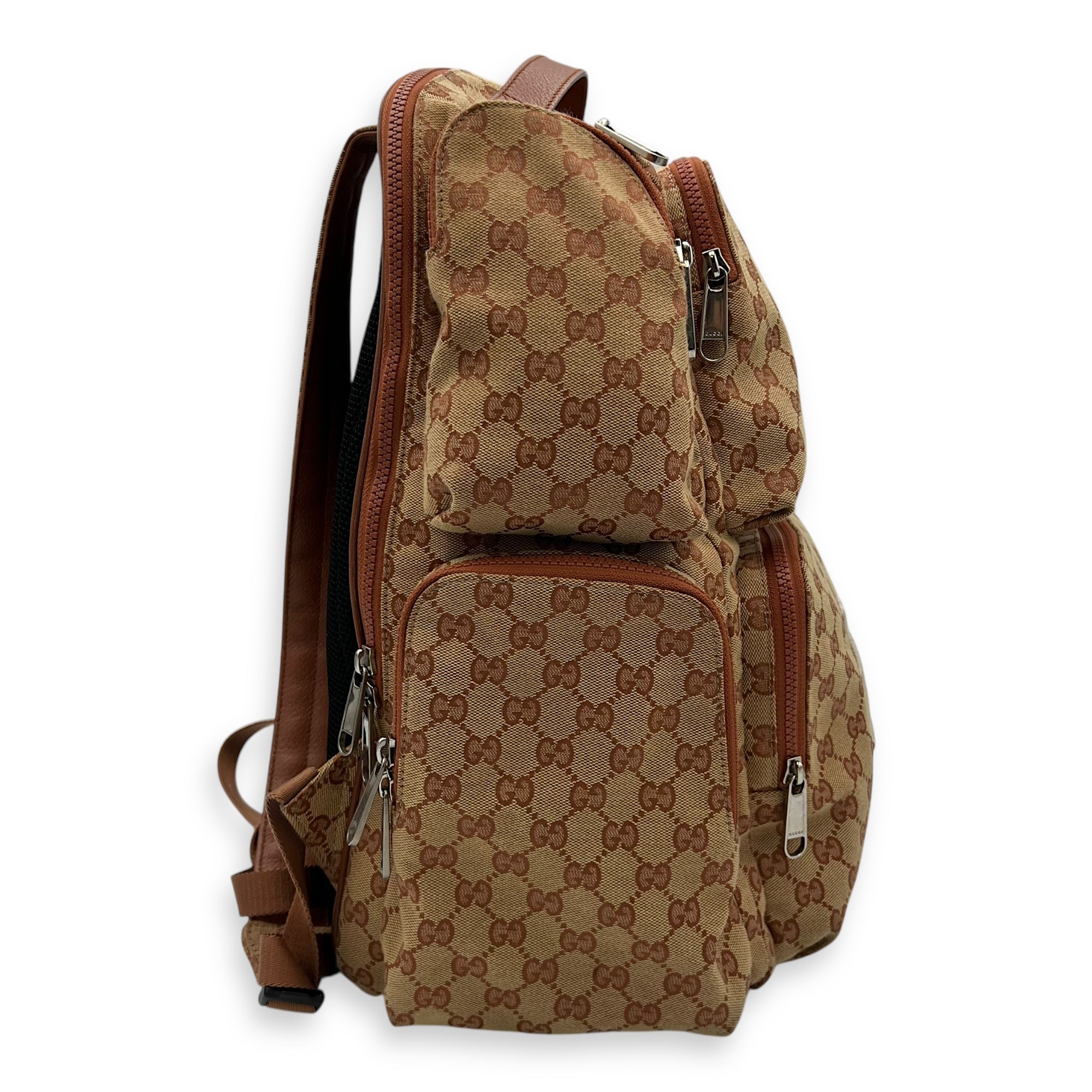 Gucci LA Brown Backpack in Canvas, Silver hardware_3
