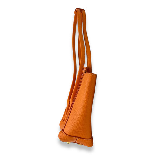 Bottega Veneta Arco Top Handle Bag Orange in Calfskin, Gold hardware_4