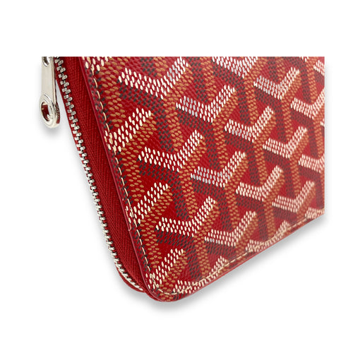 Matignon Wallet Red in Coated Canvas, Silver hardware