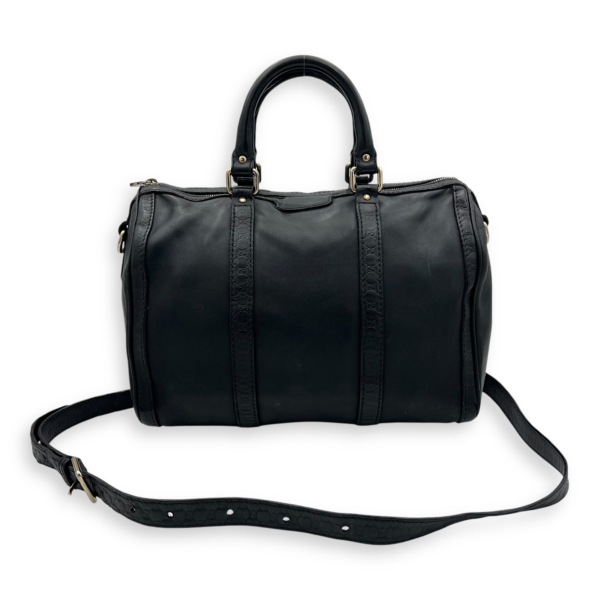 Boston Top Handle Bag Black in Calfskin, Light Gold hardware