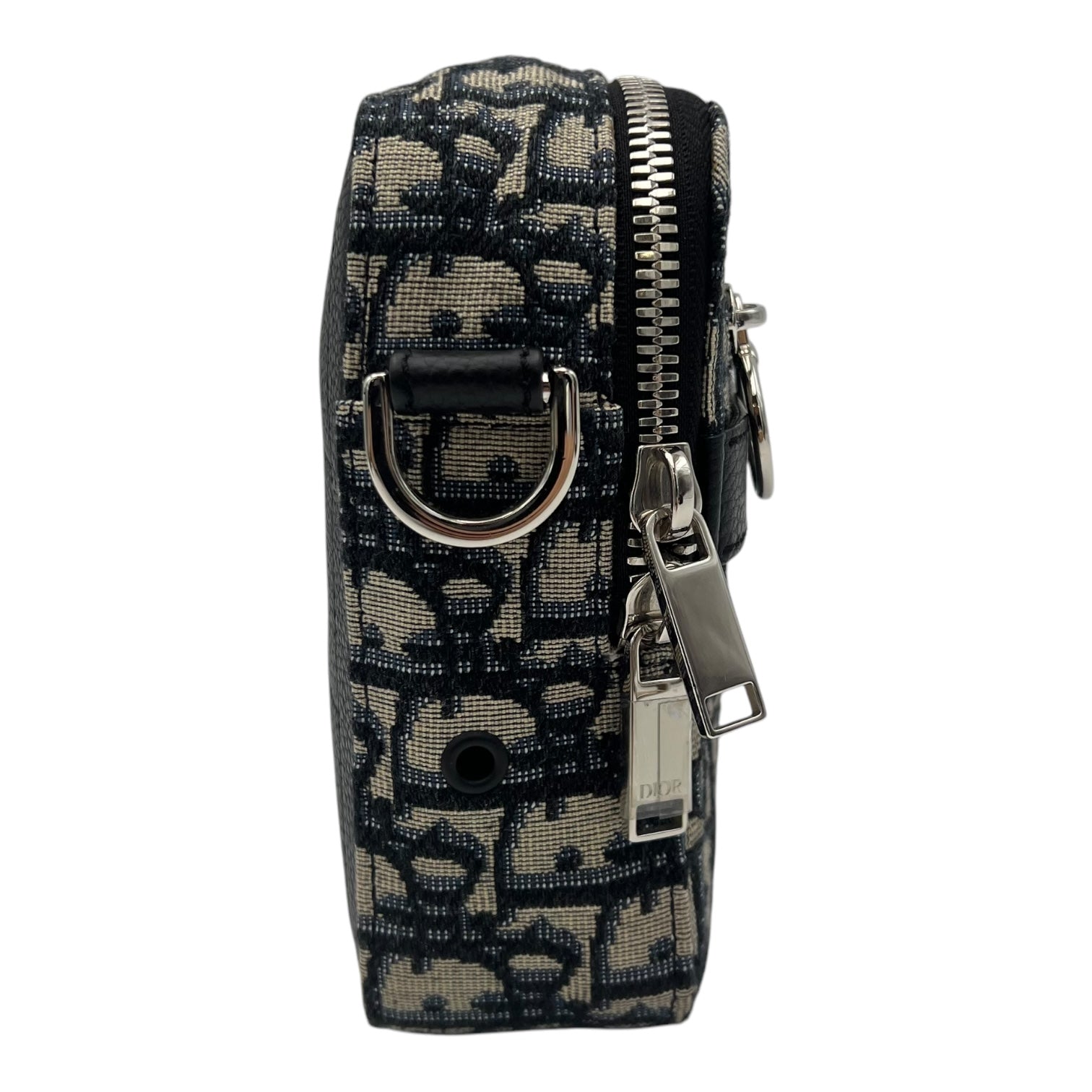 Christian Dior Safari Crossbody Bag Blue in Canvas, Silver hardware_4