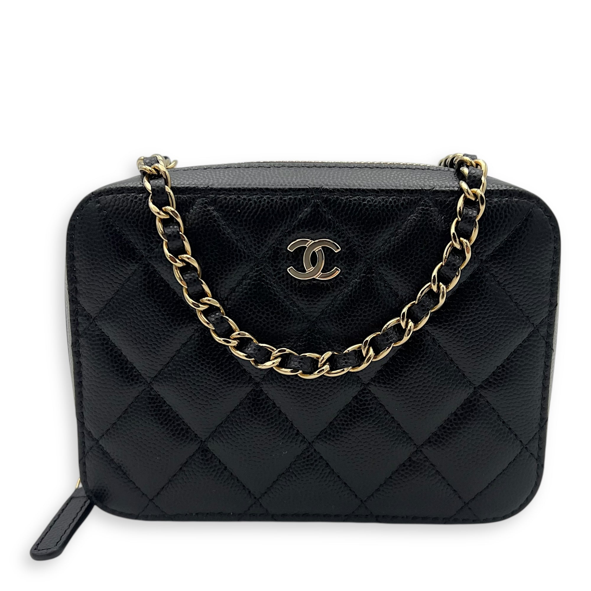 Chanel Vanity Crossbody Bag Black in Caviar Leather, Gold hardware_1