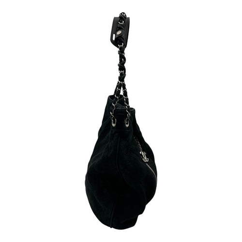 Chanel CC Shoulder Bag Grey in Calfskin, Silver hardware_4