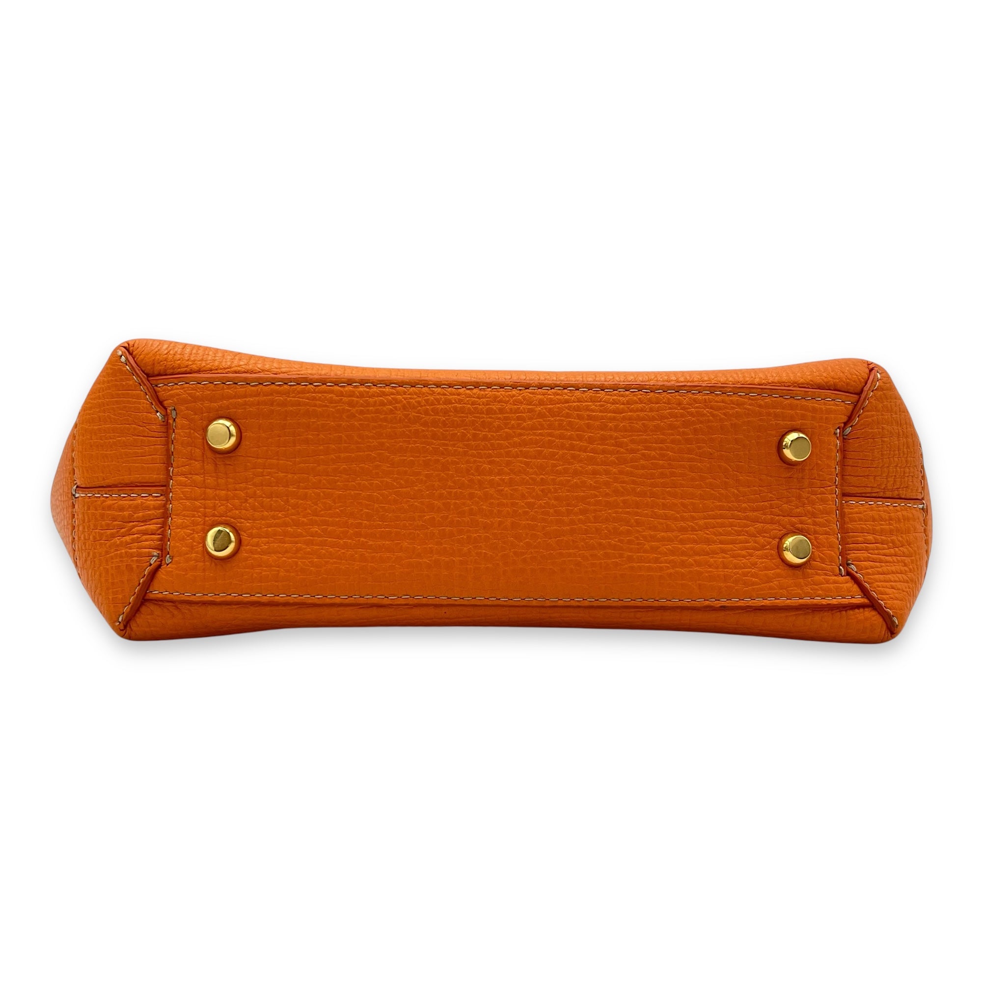 Bottega Veneta Arco Top Handle Bag Orange in Calfskin, Gold hardware_5