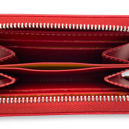 Matignon Wallet Red in Coated Canvas, Silver hardware