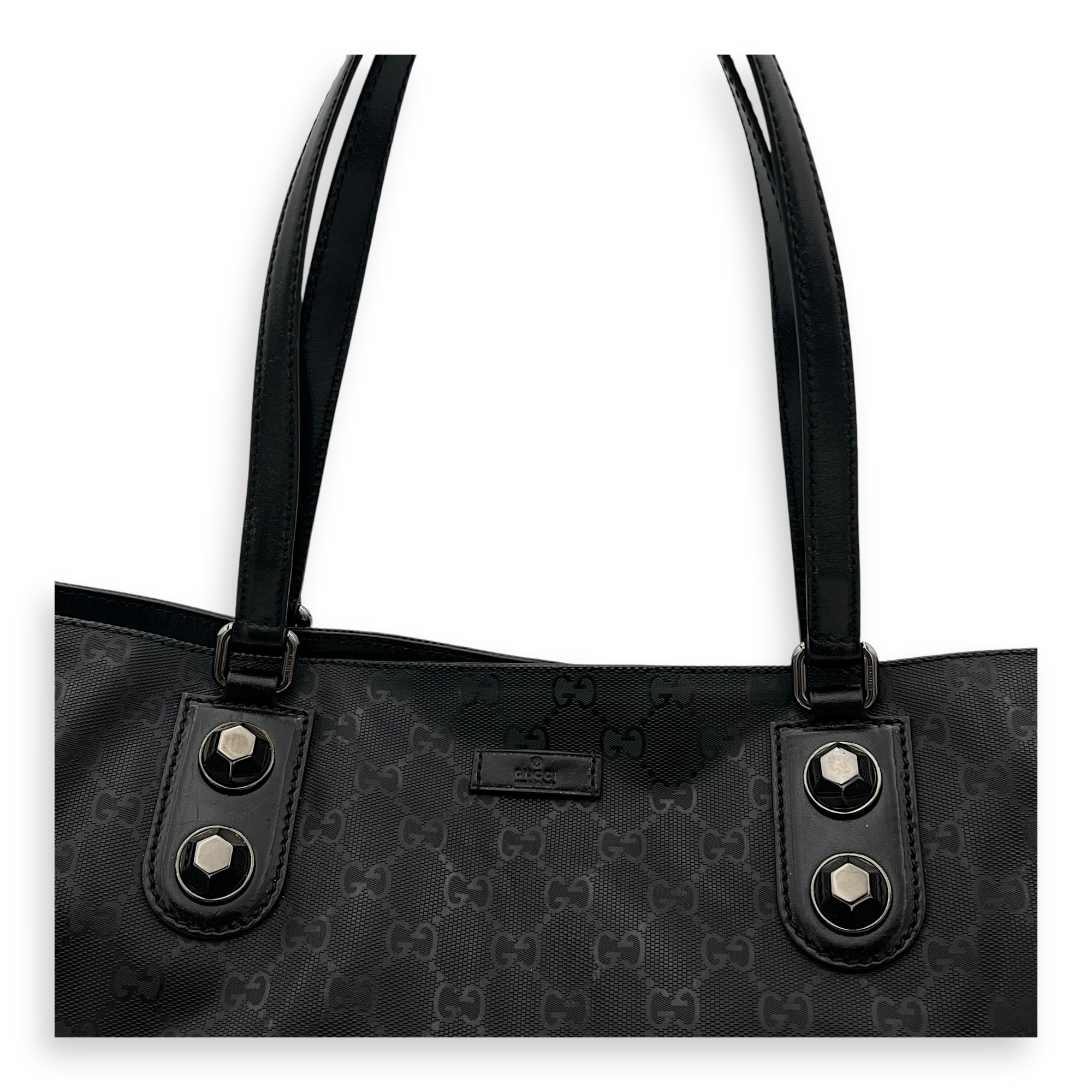 Gucci GG Tote Bag Black in Coated Canvas, Gunmetal hardware_7