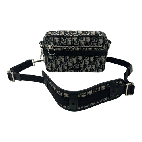 Christian Dior Safari Crossbody Bag Blue in Canvas, Silver hardware_12