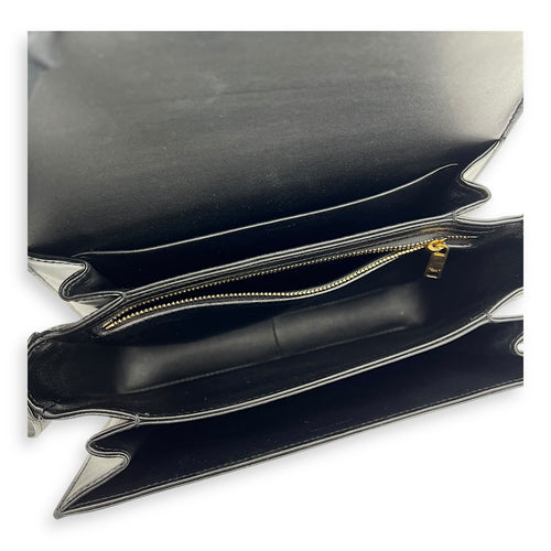 Celine Triomphe Medium Black Shoulder Bag in Calfskin, Gold hardware_6