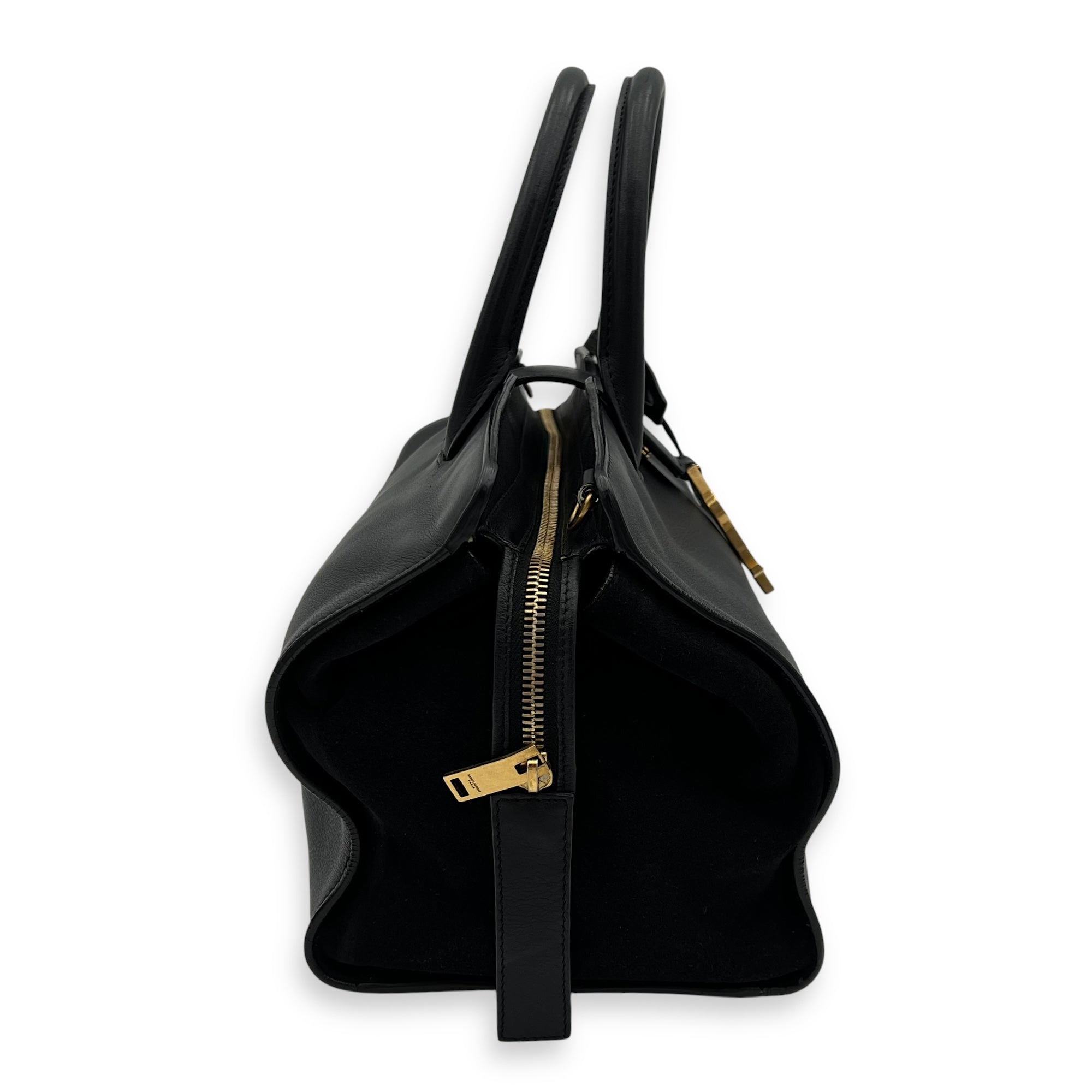 Saint Laurent Downtown Top Handle Bag Black in Calfskin, Gold hardware_3