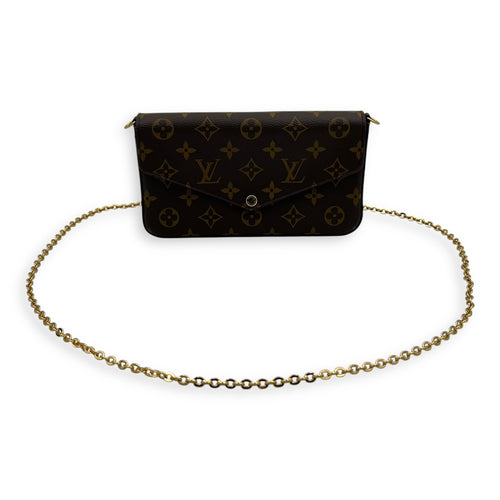 Louis Vuitton Felicie Wallet On Chain Brown in Monogram Coated Canvas, Gold hardware_10