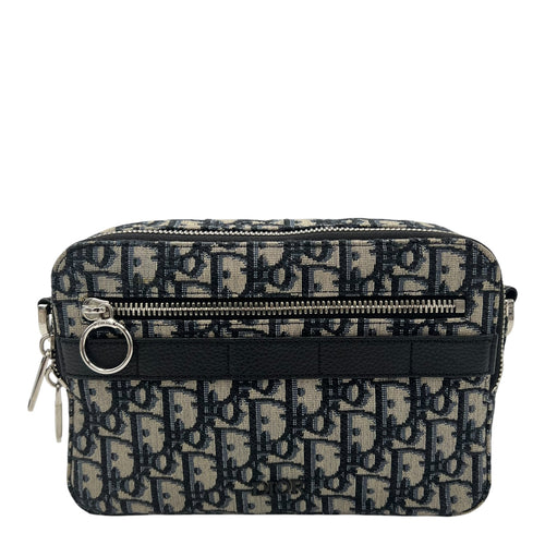 Christian Dior Safari Crossbody Bag Blue in Canvas, Silver hardware_1