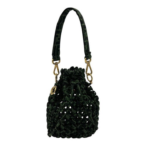 Fendi Mon Tresor Crossbody Bag Green in Canvas, Gold hardware_1