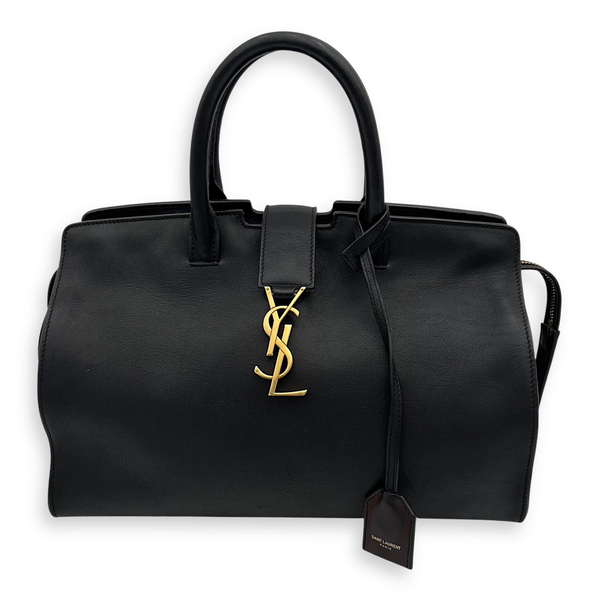 Saint Laurent Downtown Top Handle Bag Black in Calfskin, Gold hardware_1