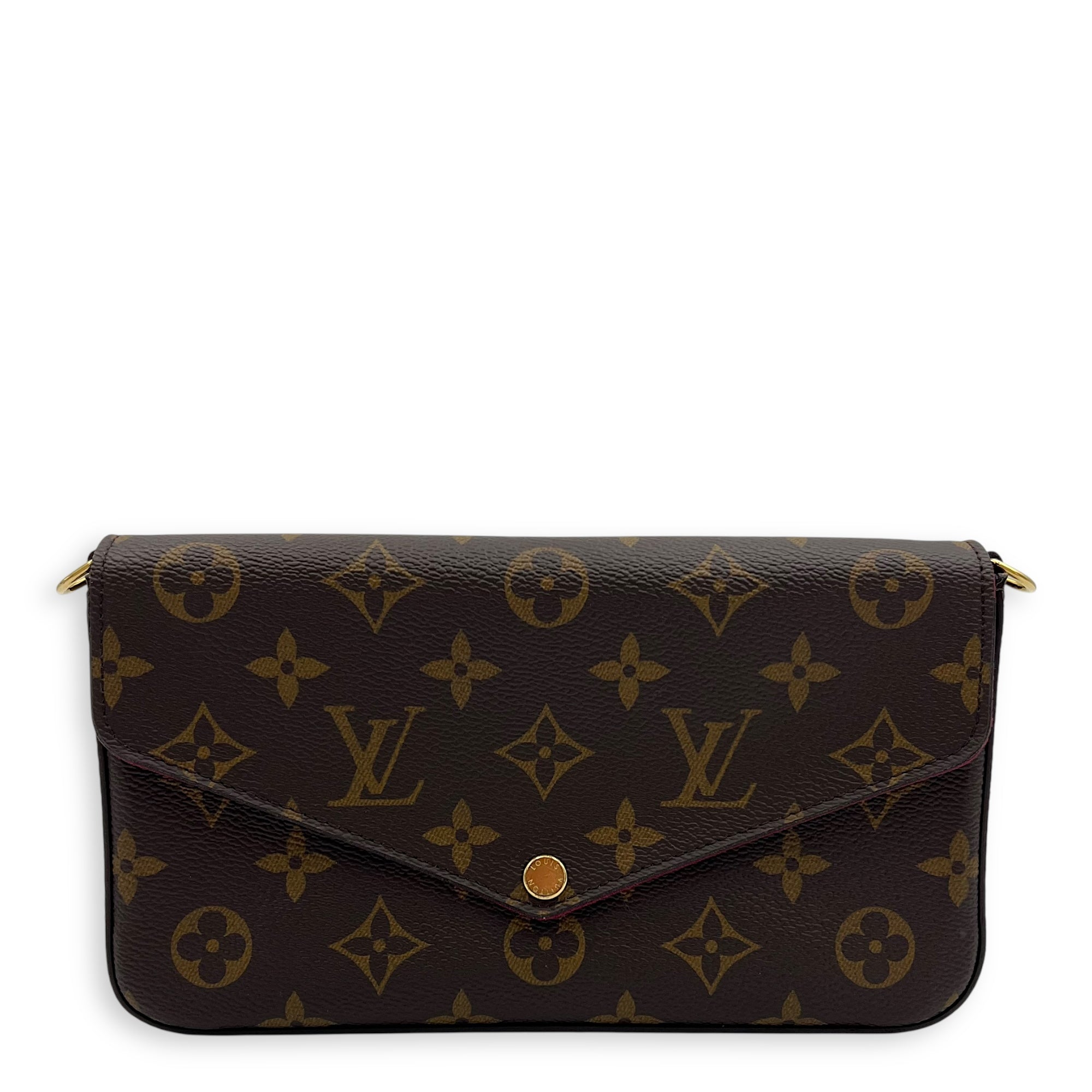 Louis Vuitton Felicie Wallet On Chain Brown in Monogram Coated Canvas, Gold hardware_1