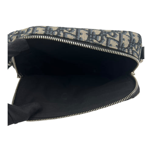 Christian Dior Safari Crossbody Bag Blue in Canvas, Silver hardware_6