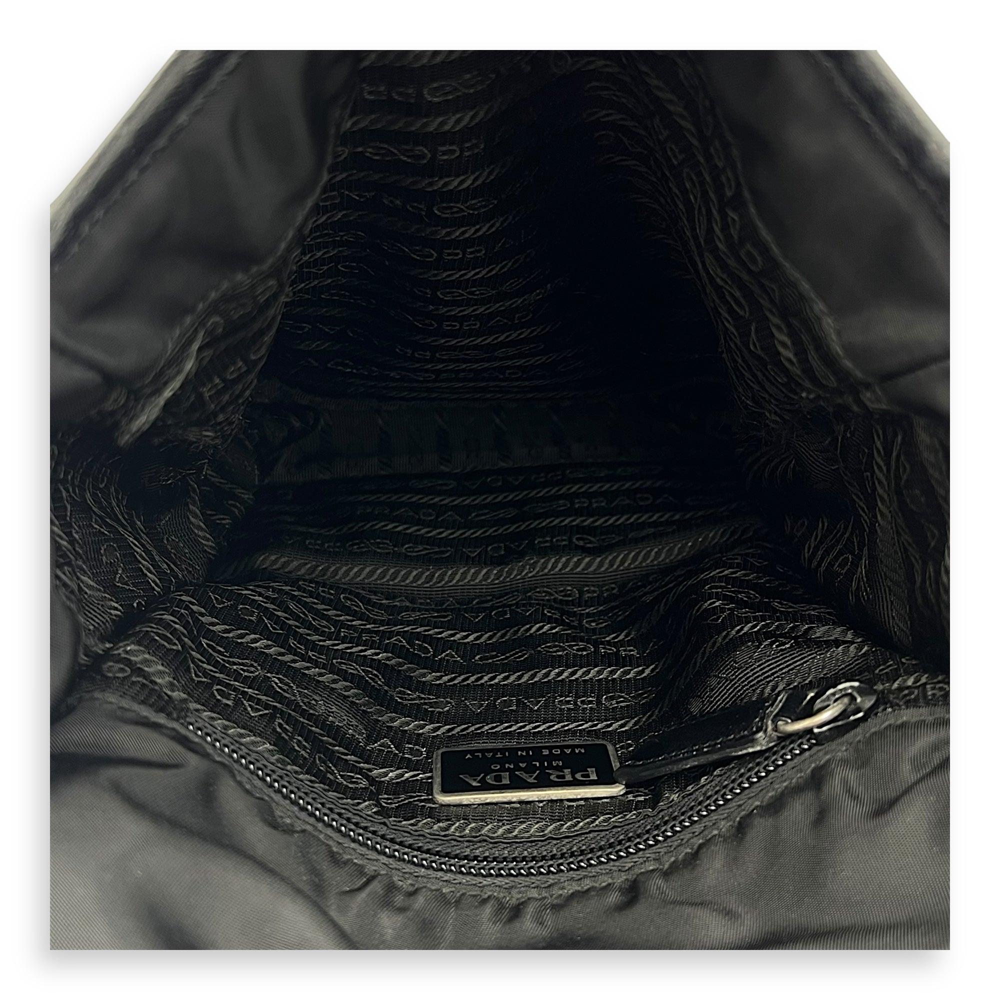 Prada Logo Messenger Black in Nylon, Silver hardware_6