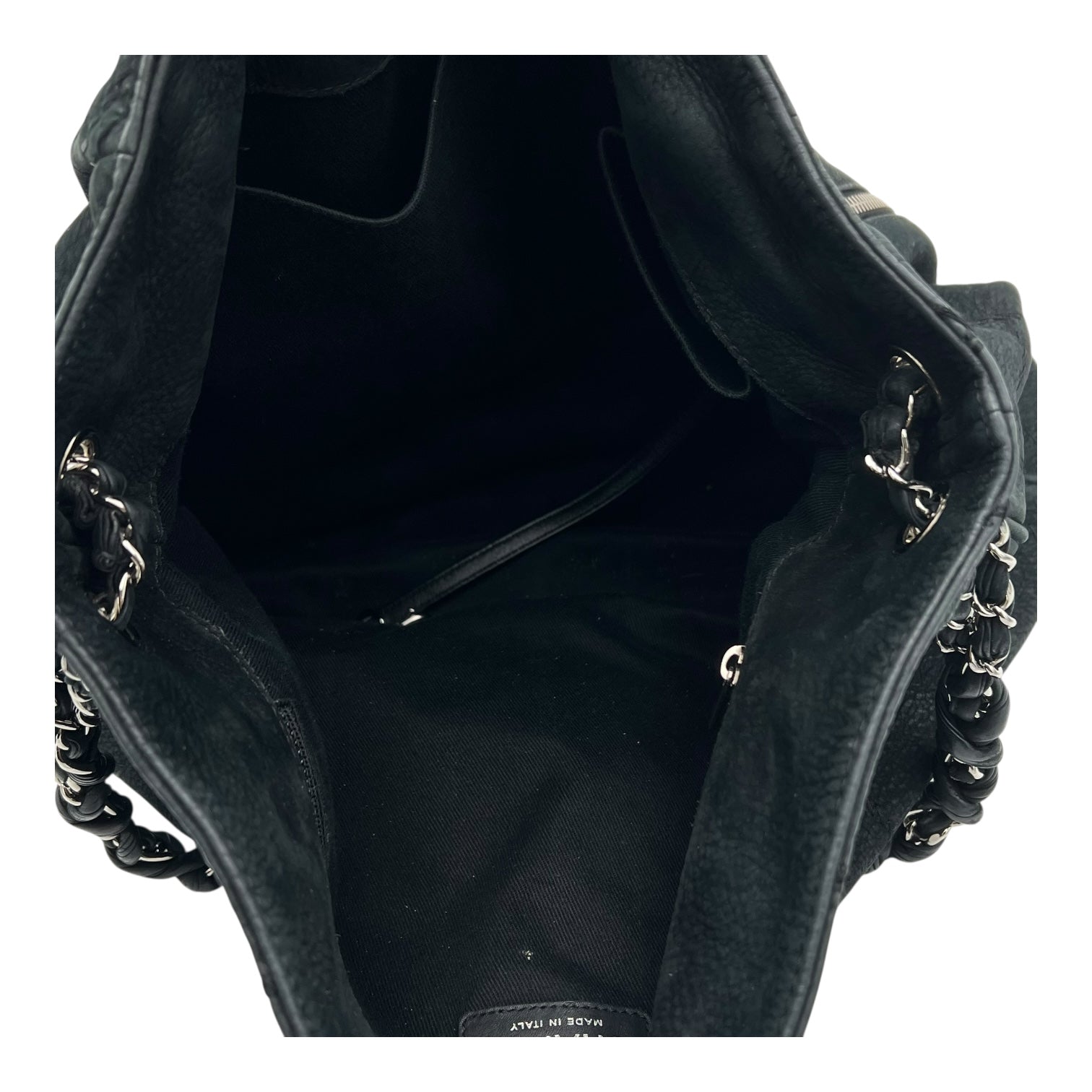 Chanel CC Shoulder Bag Grey in Calfskin, Silver hardware_6