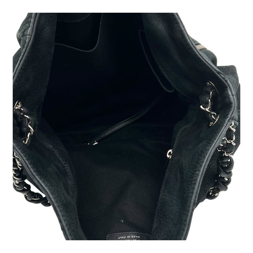 Chanel CC Shoulder Bag Grey in Calfskin, Silver hardware_6