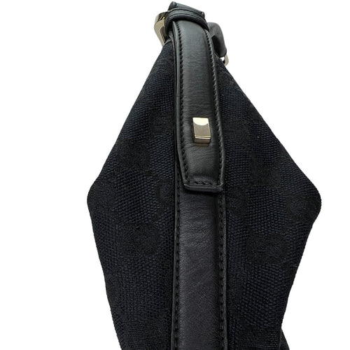 Hobo Navy Shoulder Bag in Canvas, Gold hardware