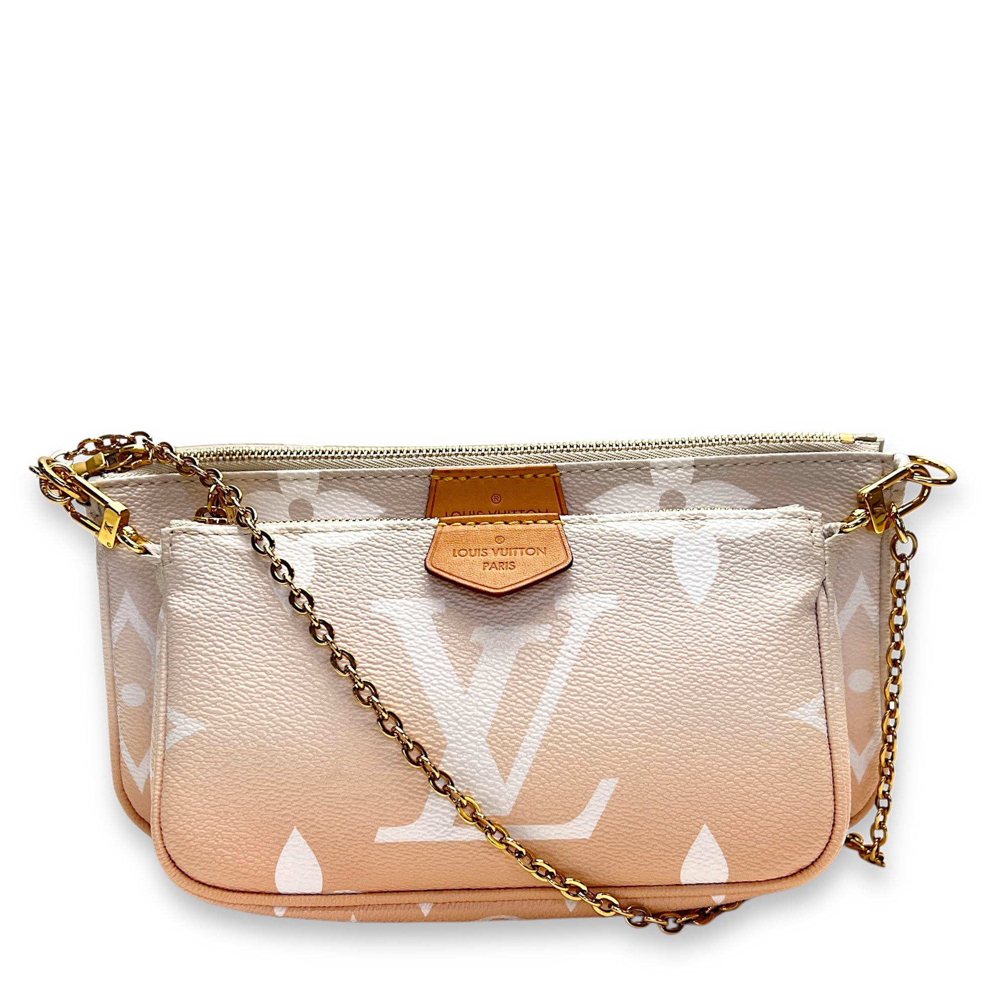 Multi-Pochette Accessoires White Shoulder Bag in Monogram Coated Canvas, Gold hardware