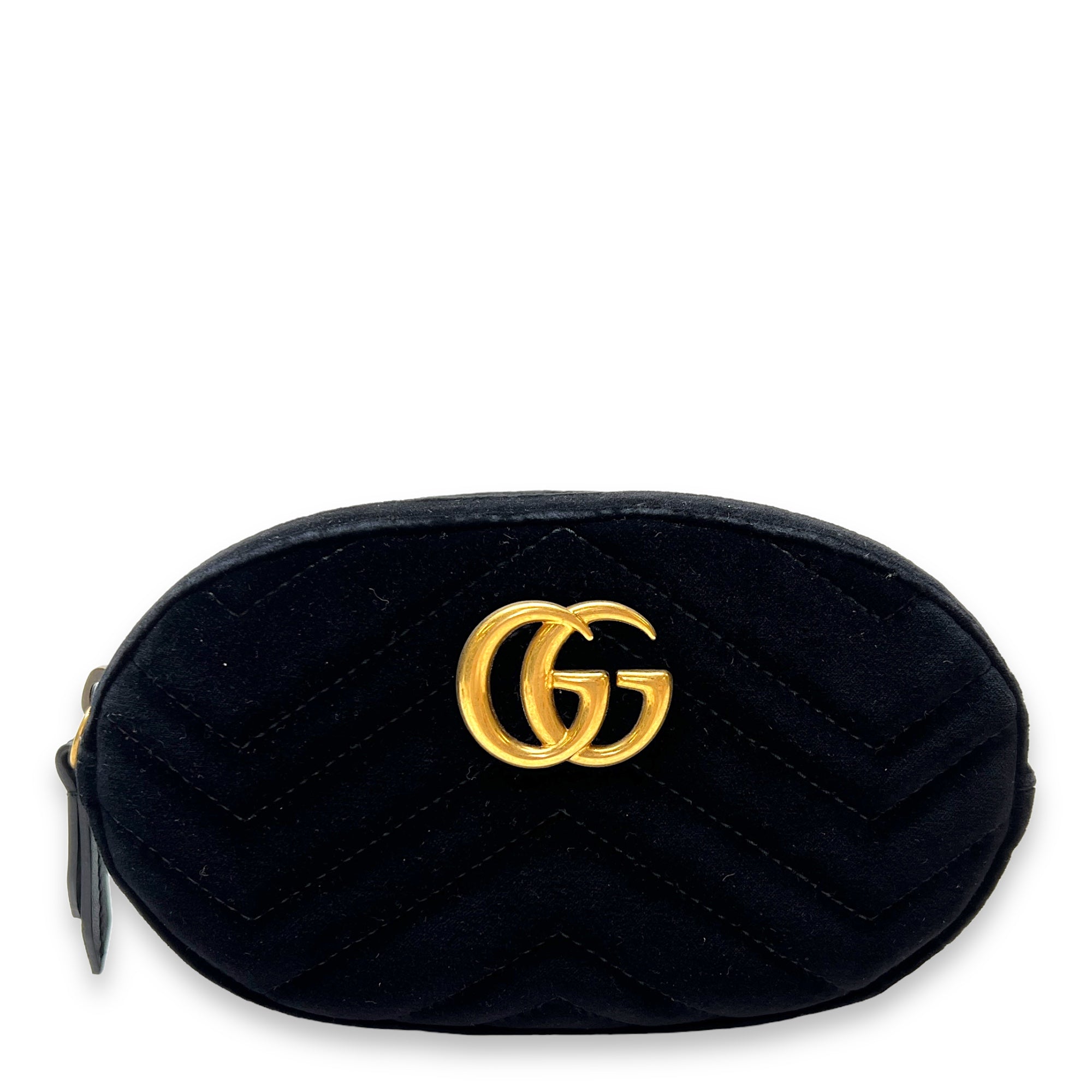 Marmont Black Belt Bag in Velvet, Gold hardware