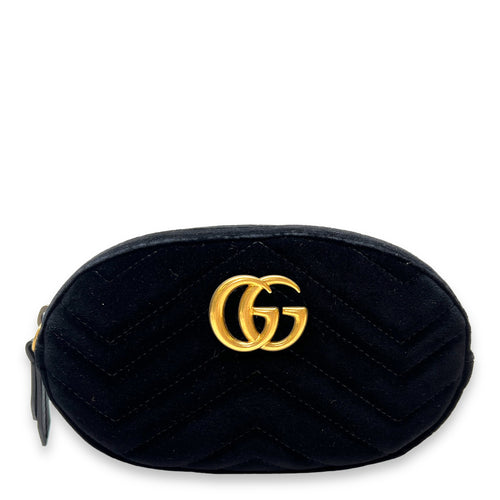 Marmont Black Belt Bag in Velvet, Gold hardware