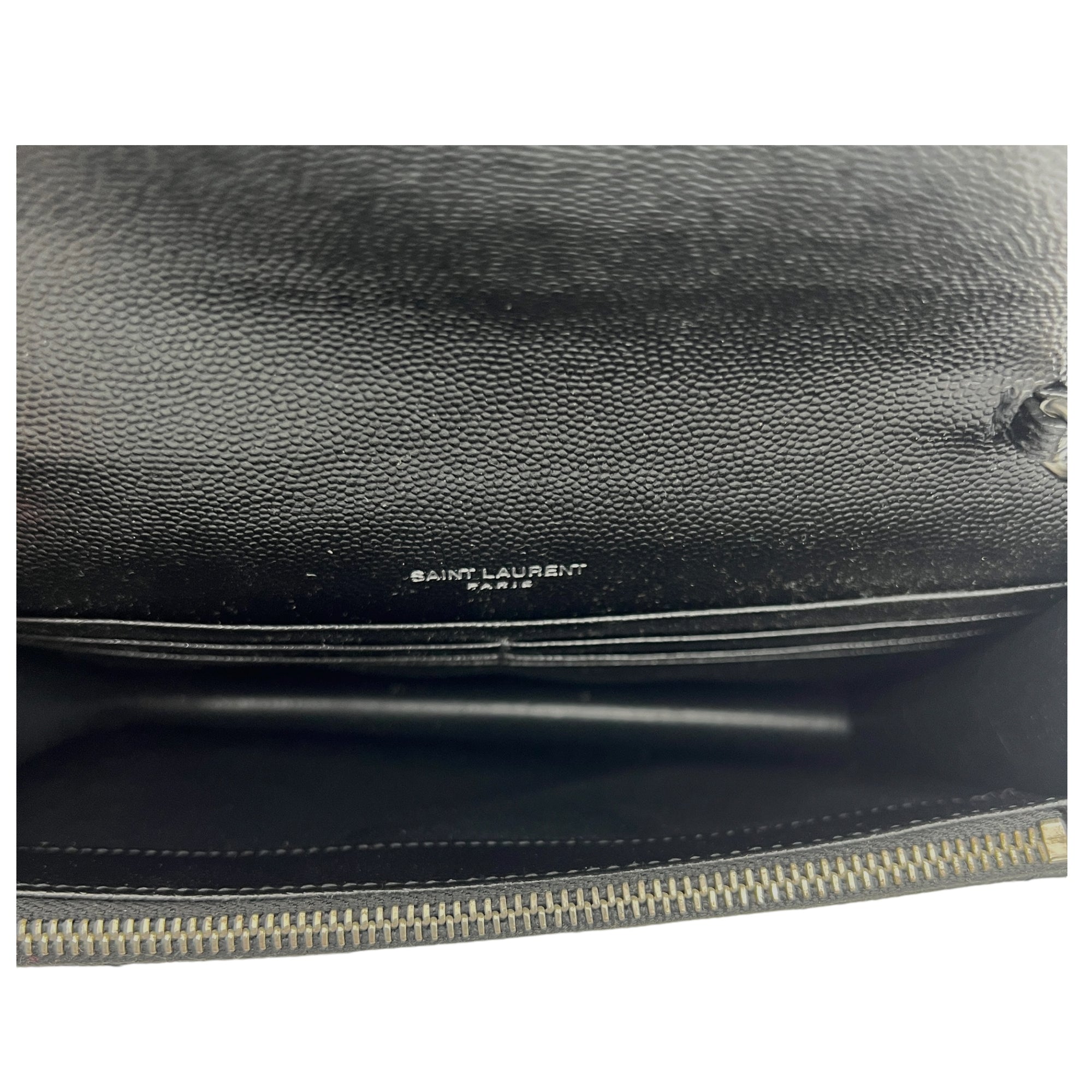 Cassandre Wallet On Chain Black in Calfskin, Silver hardware