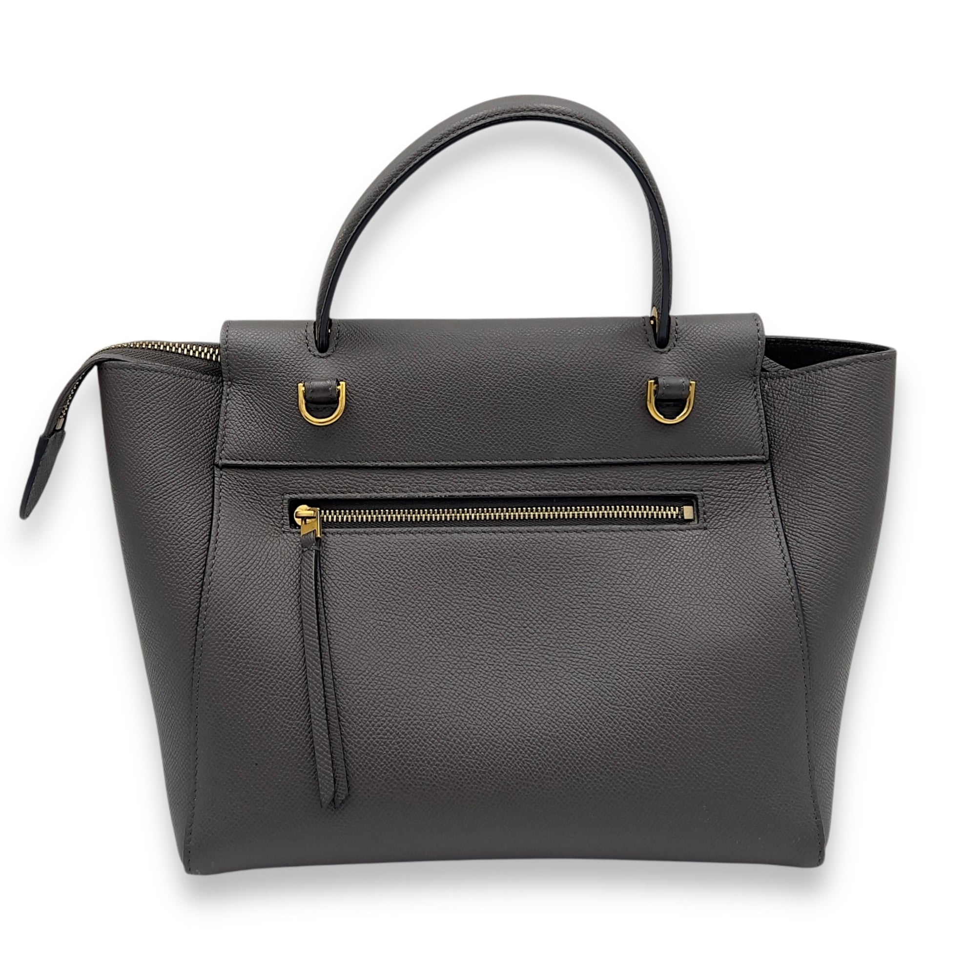 Celine Belt Micro Grey Top Handle Bag in Calfskin, Gold hardware_2