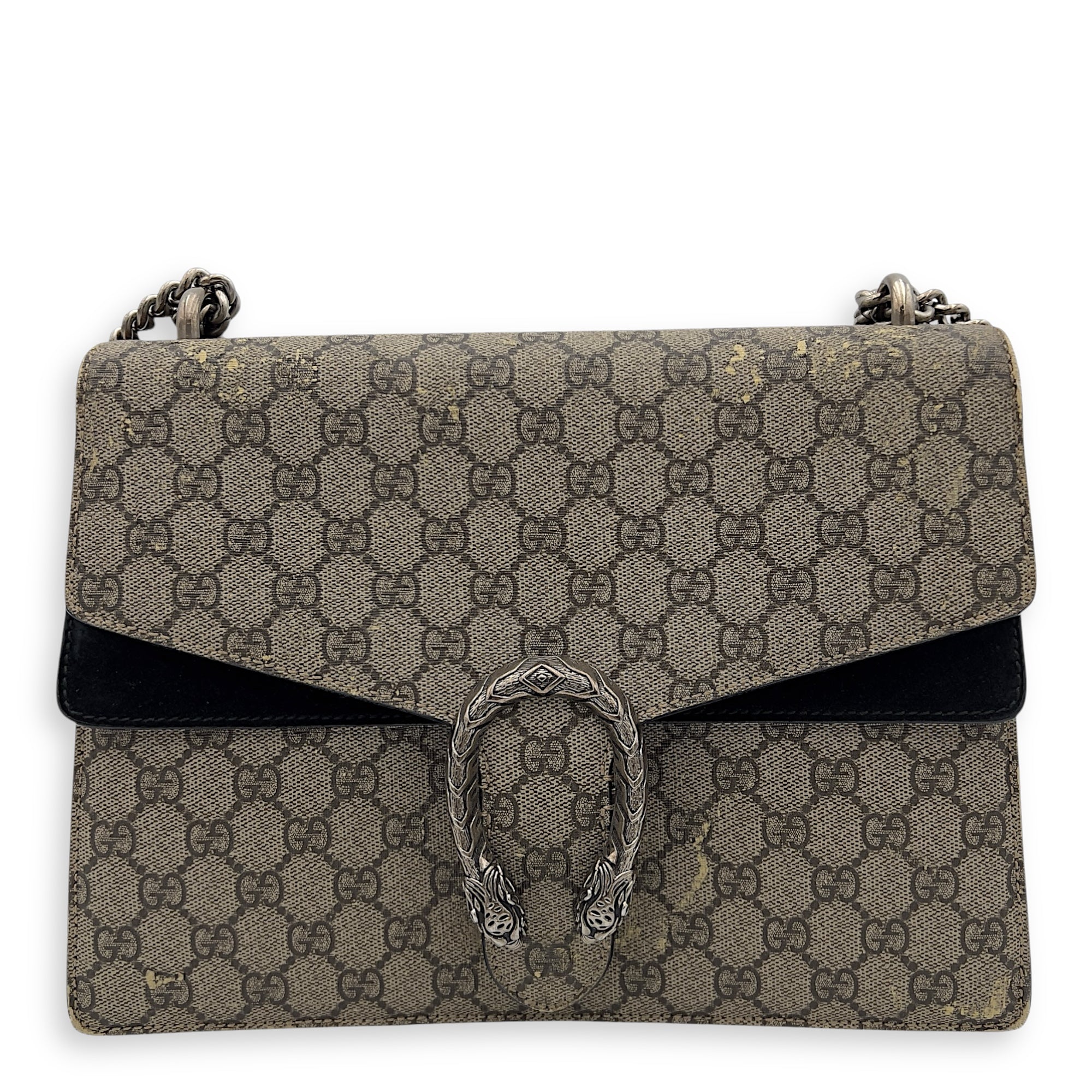 Gucci Dionysus Shoulder Bag Beige in Suede Leather, Silver hardware_1