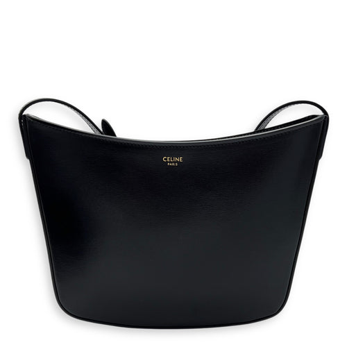 Celine Croque Medium Black Shoulder Bag in Calfskin, Gold hardware_1