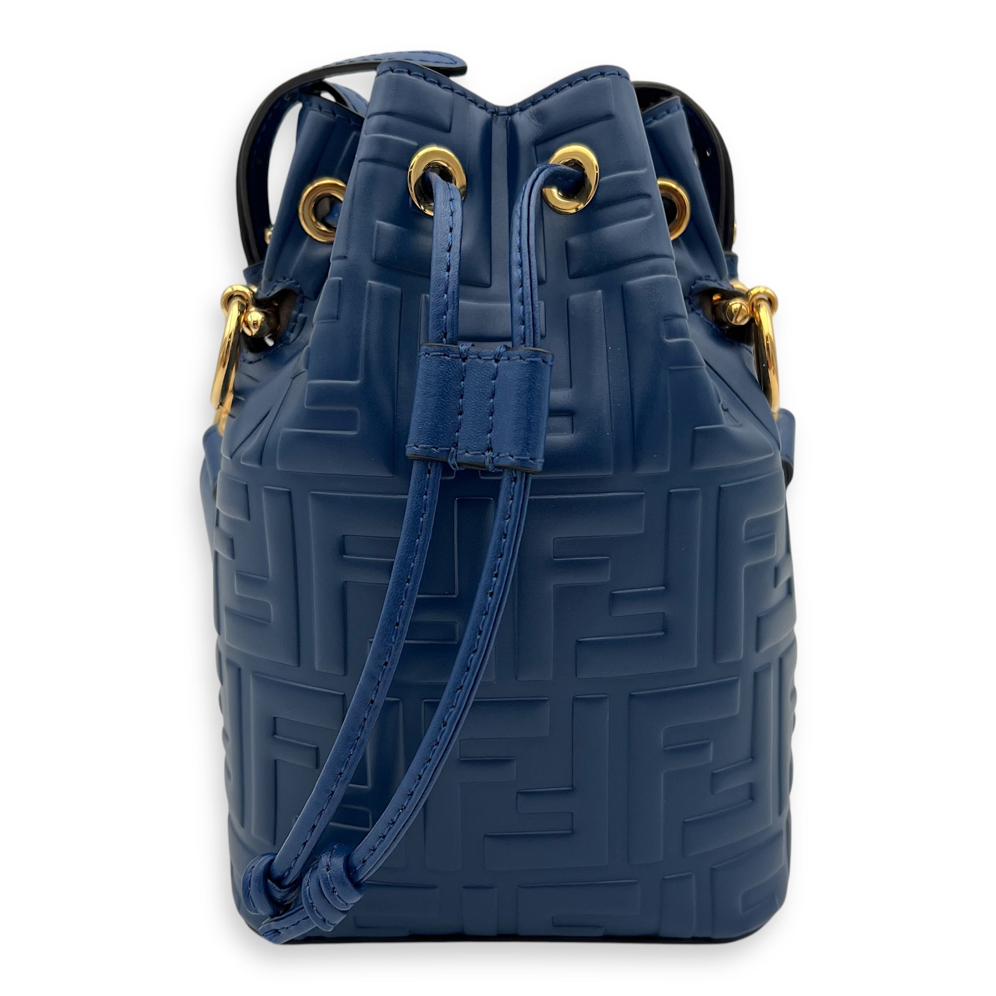 Fendi Mon Tresor Mini Blue Bucket Bag in Calfskin, Gold hardware_1