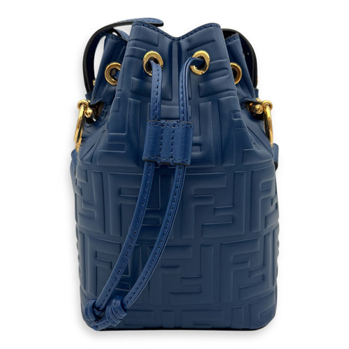 Fendi Mon Tresor Mini Blue Bucket Bag in Calfskin, Gold hardware_1