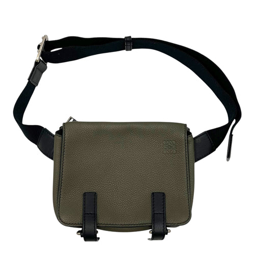 Loewe XS Military Green Belt Bag in Calfskin, Silver hardware_1