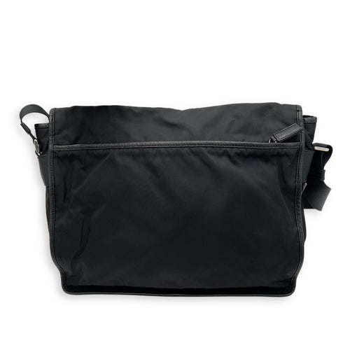 Prada Logo Messenger Black in Nylon, Silver hardware_2