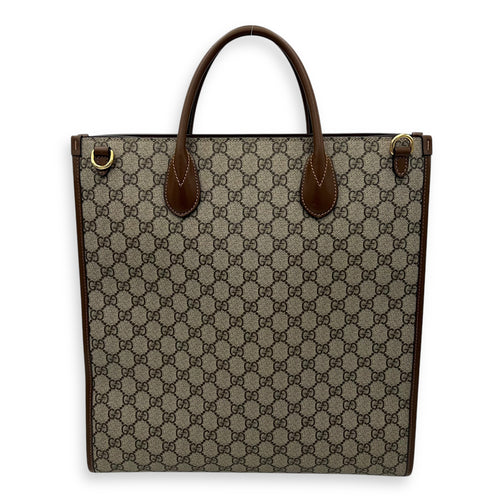 Gucci Interlocking G Brown Top Handle Bag in Coated Canvas, Gold hardware_2