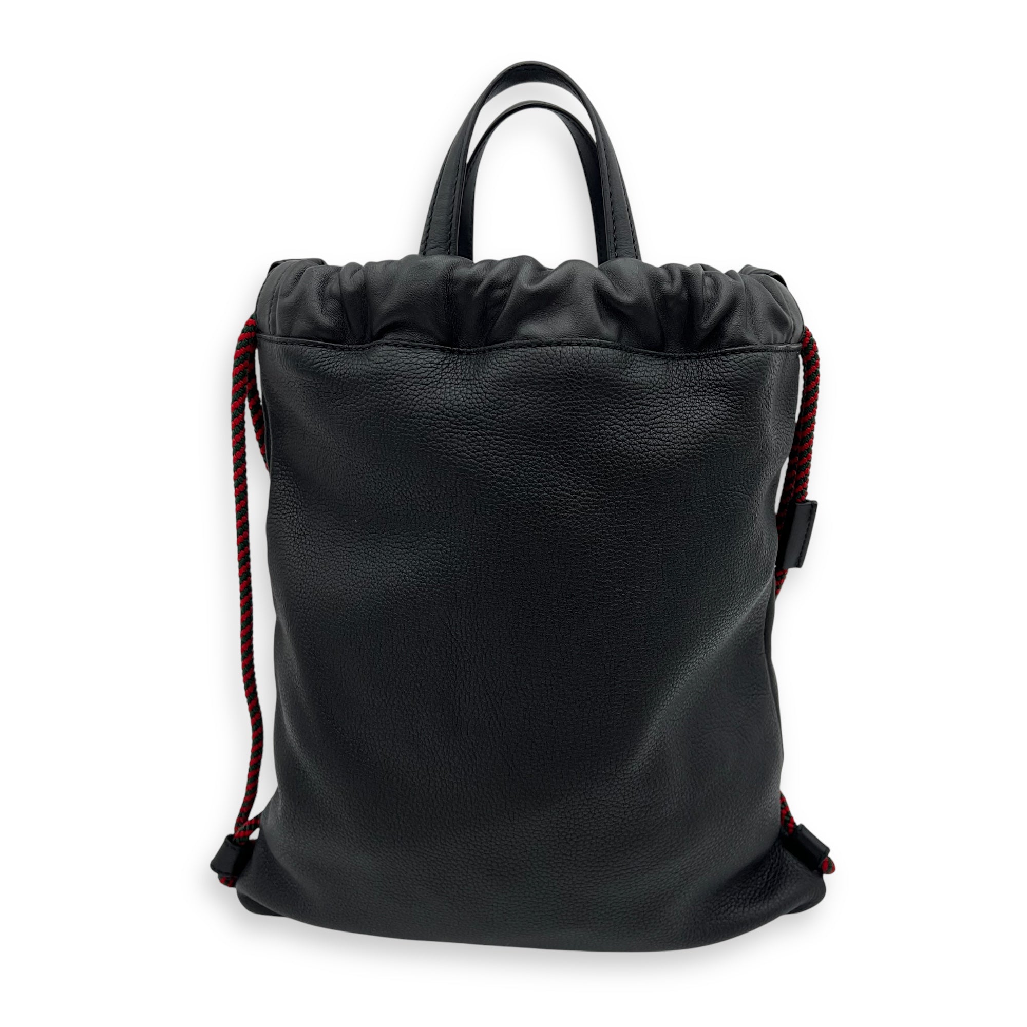 Gucci Logo Black Drawstring Backpack in Calfskin Singapore