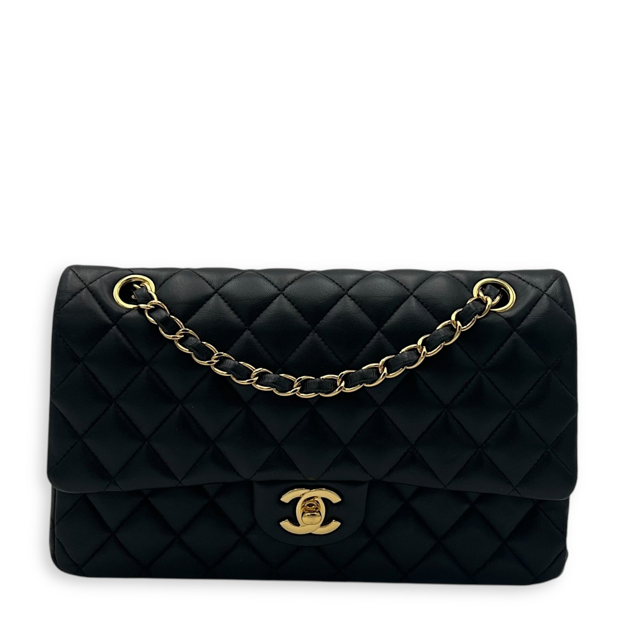 Chanel Classic Shoulder Bag Medium Black in Lambskin, Gold hardware_1