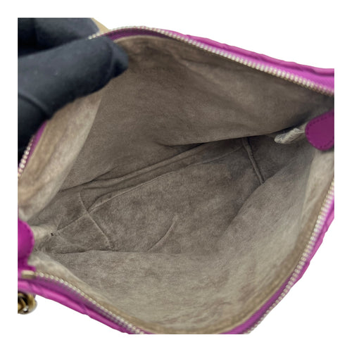 Bottega Veneta Intrecciato Purple Shoulder Bag in Lambskin, Gold hardware_6