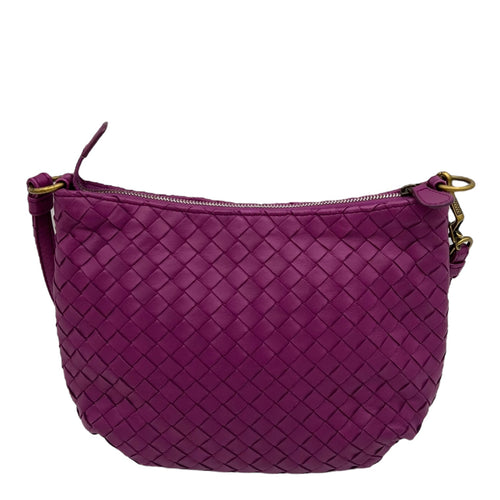 Bottega Veneta Intrecciato Purple Shoulder Bag in Lambskin, Gold hardware_1