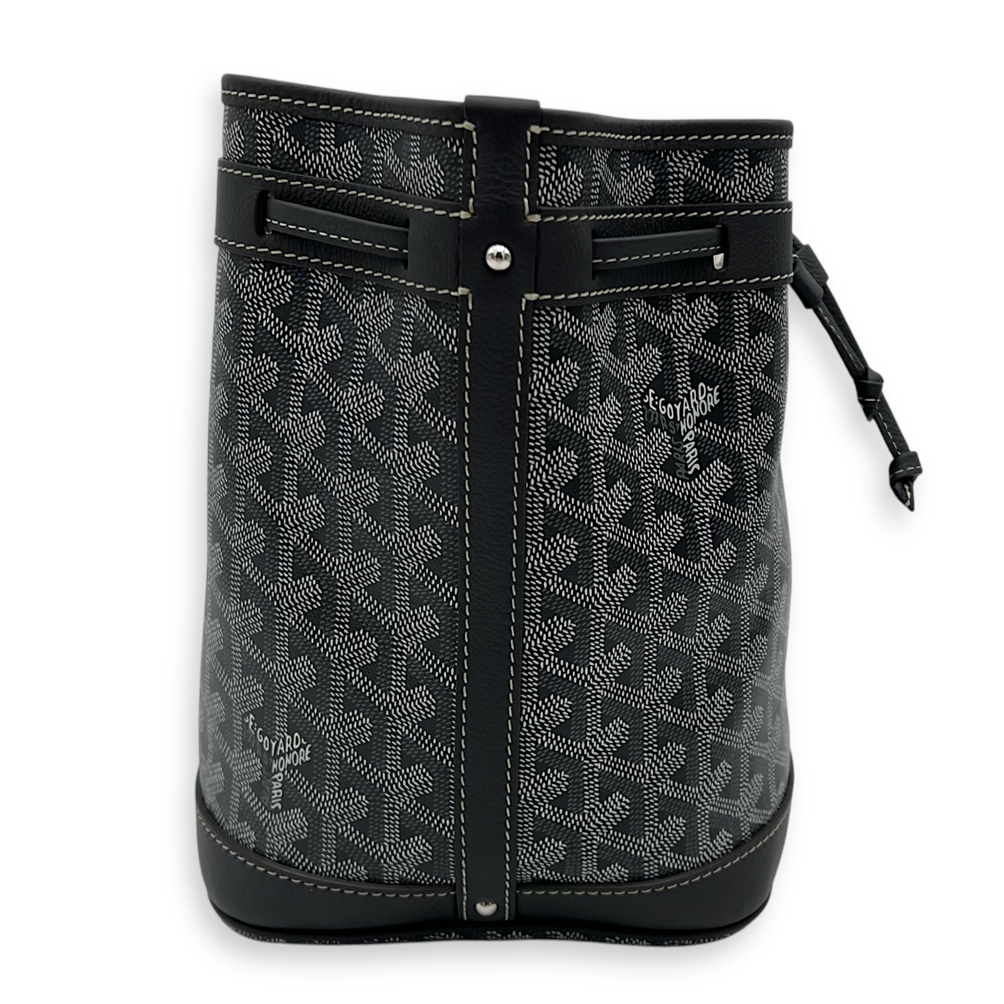 Goyard Petit Flot Crossbody Bag Grey in Coated Canvas, Silver hardware_4